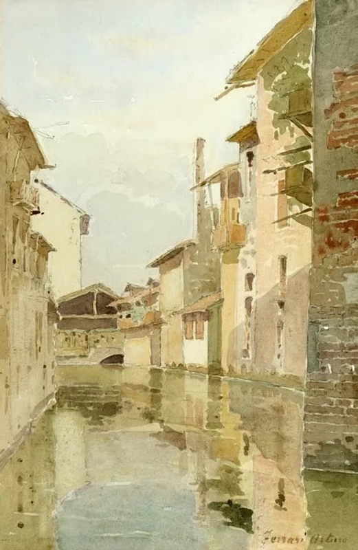 Il Naviglio Morto vicino a Brera, 1890 - 1910, Civiche Raccolte Storiche. Museo di Milano
